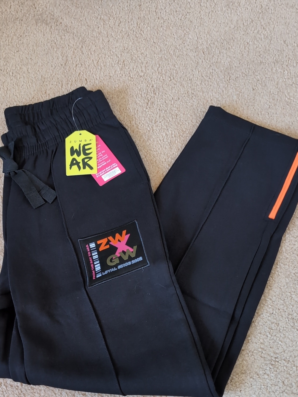 Zumba Black Sweatpants with Neon Patch